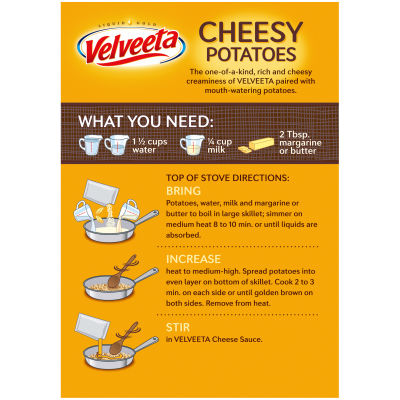 Velveeta Cheesy Potatoes Shredded Hash Browns with Creamy Cheese Sauce, 8.85 oz Box