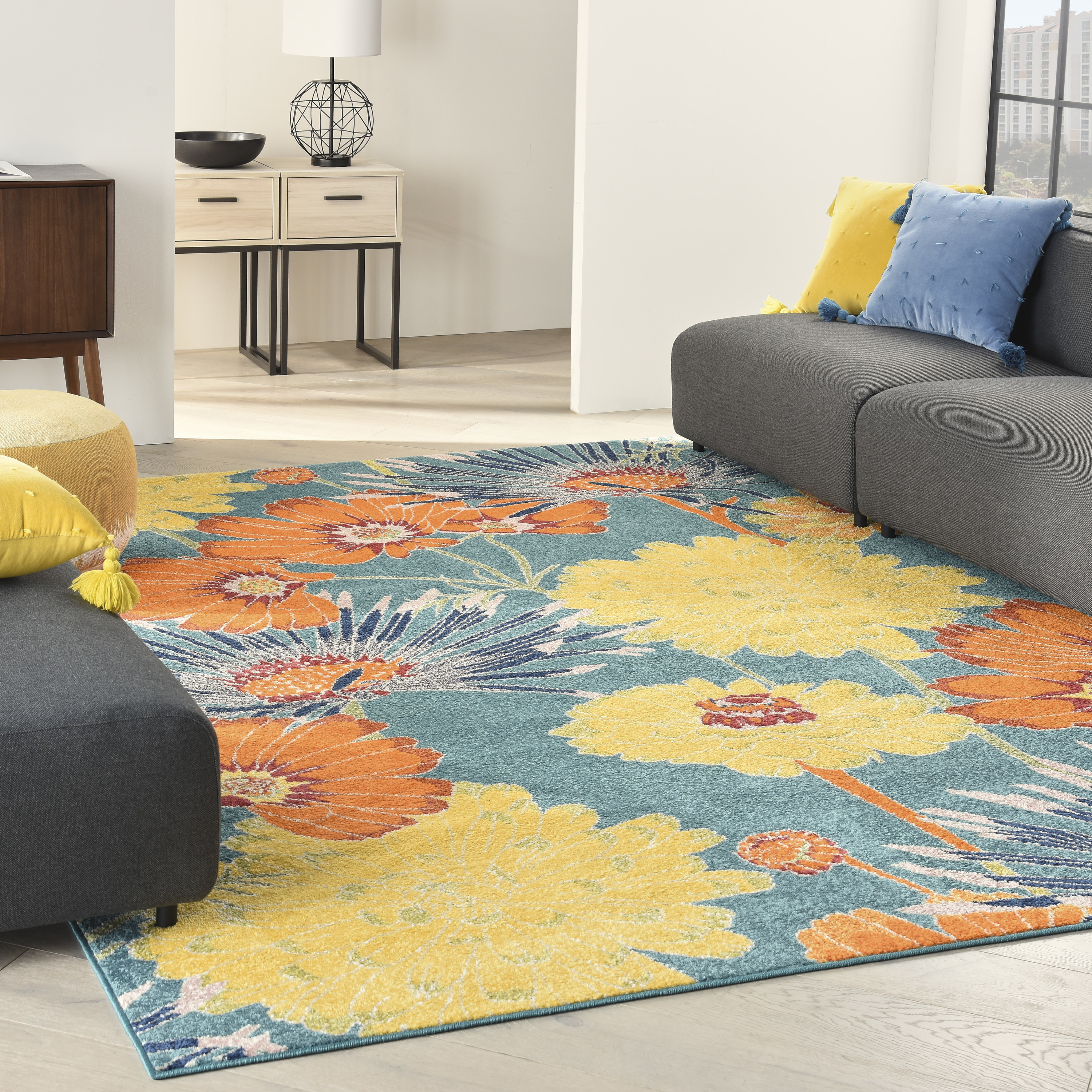 Nourison Allur 9' x 12' Turquoise Multicolor Contemporary Indoor Rug