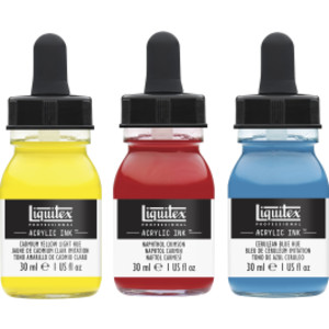 Professional Acrylic Ink, Essential Colors, 30 mL Bottles, Set of 3