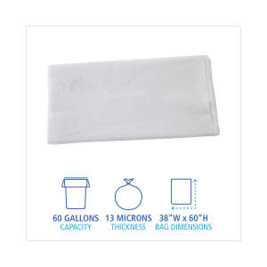 Boardwalk,  HDPE Liner, 60 gal Capacity, 38 in Wide, 60 in High, 13 Microns Thick, Natural