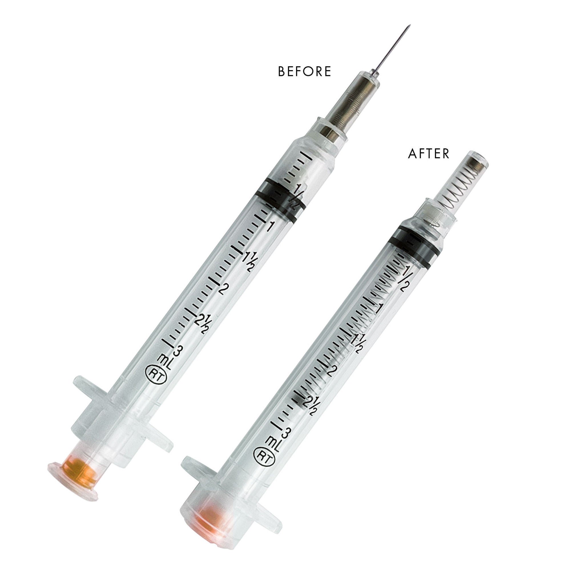 VanishPoint® 3 mL Syringe with Hypodermic Needle, 25 Gauge, 5/8 Inch