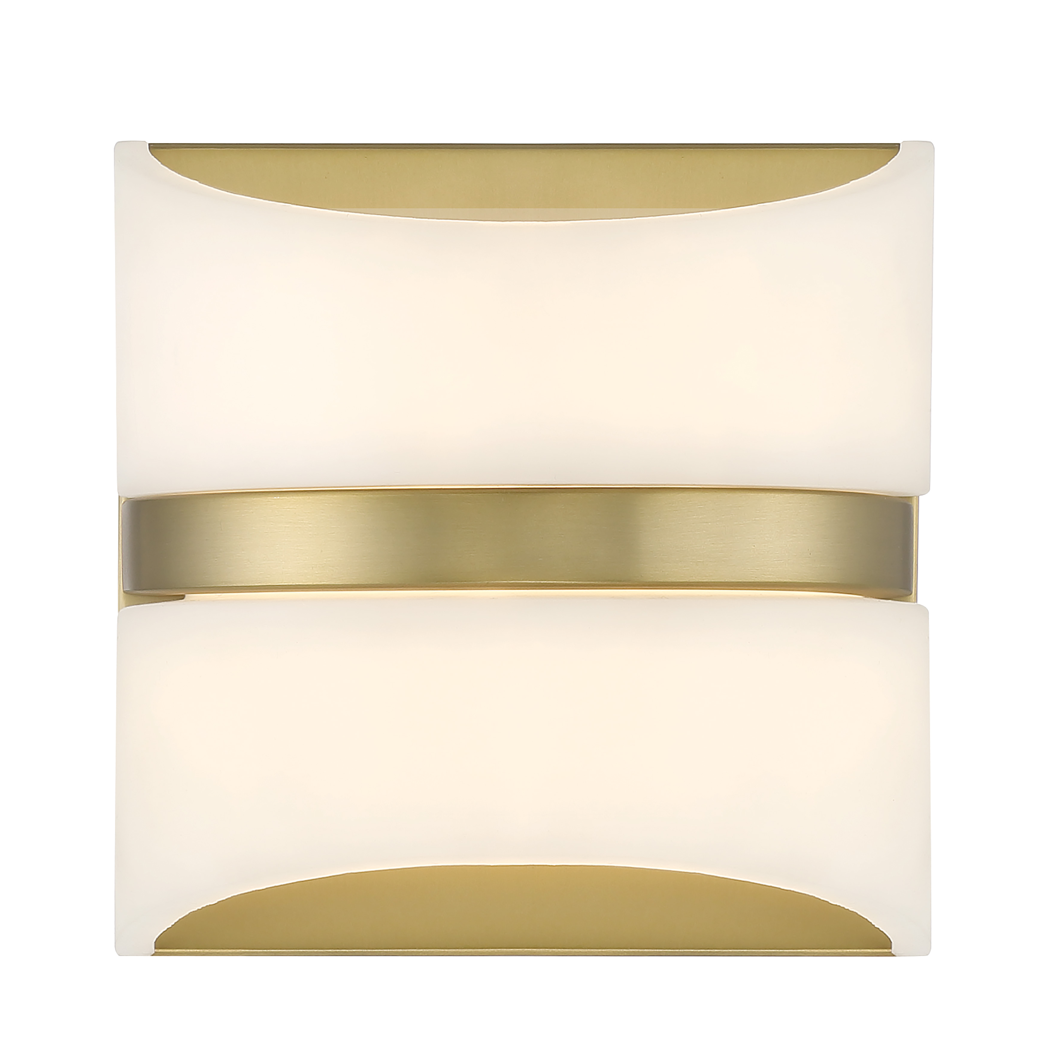 The Velaux LED wall sconce combines contemporary style with practical functionality. Its compact 6.5" profile and ADA compliance make it ideal for bathrooms and hallways, while the soft brass finish and faux alabaster shade create warm, inviting illumination. - alternate view