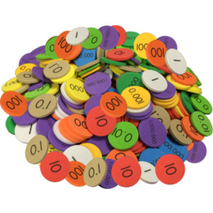10-Value Decimals to Whole Numbers Place Value Discs, 250 Discs