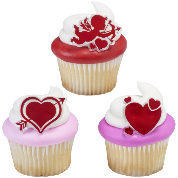 Cupid and Hearts Cupcake Rings