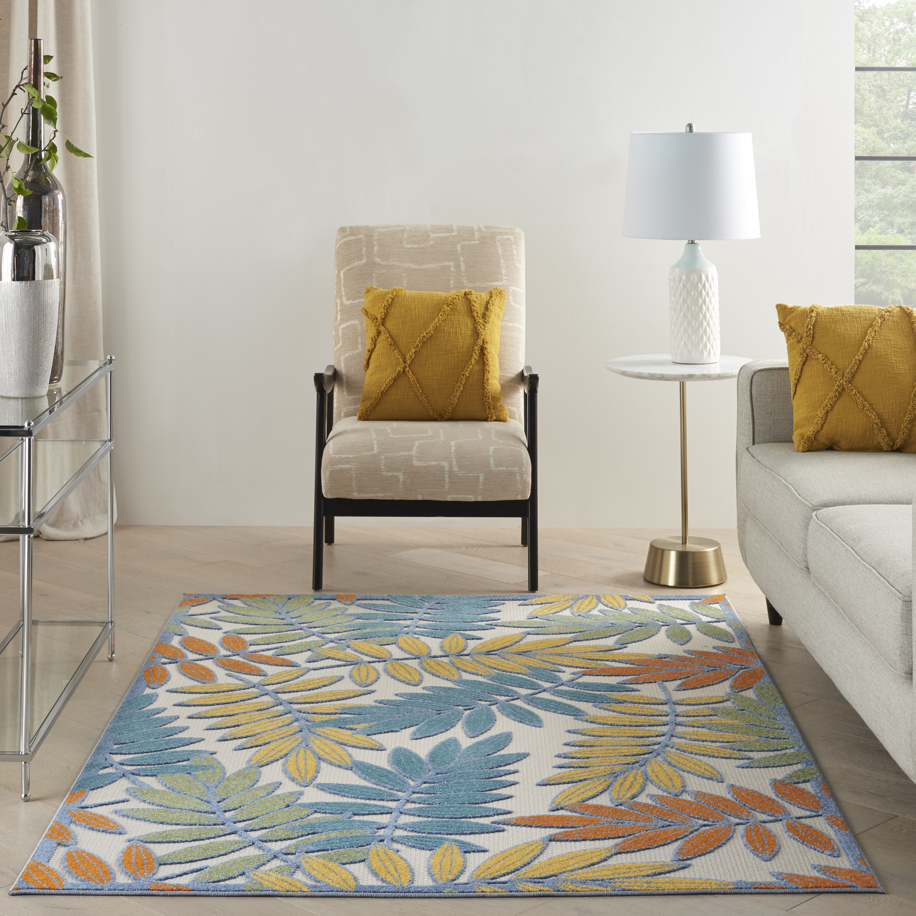 Nourison Aloha 6' x 9' Ivory Multicolor Tropical Rug