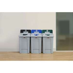 Rubbermaid Commercial, Slim Jim, Compost Waste , 33 gal, Resin, Green, Square, Receptacle