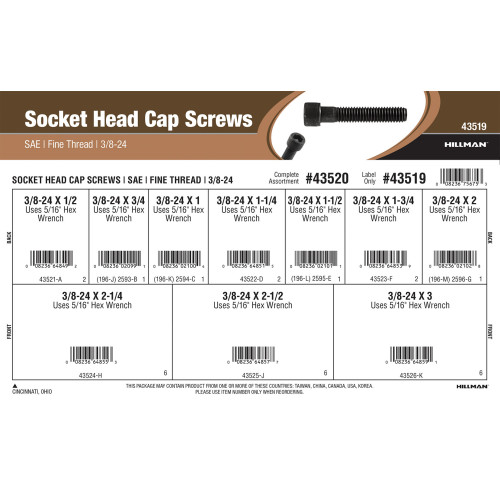 Socket-Head Cap Screws Assortment (3/8