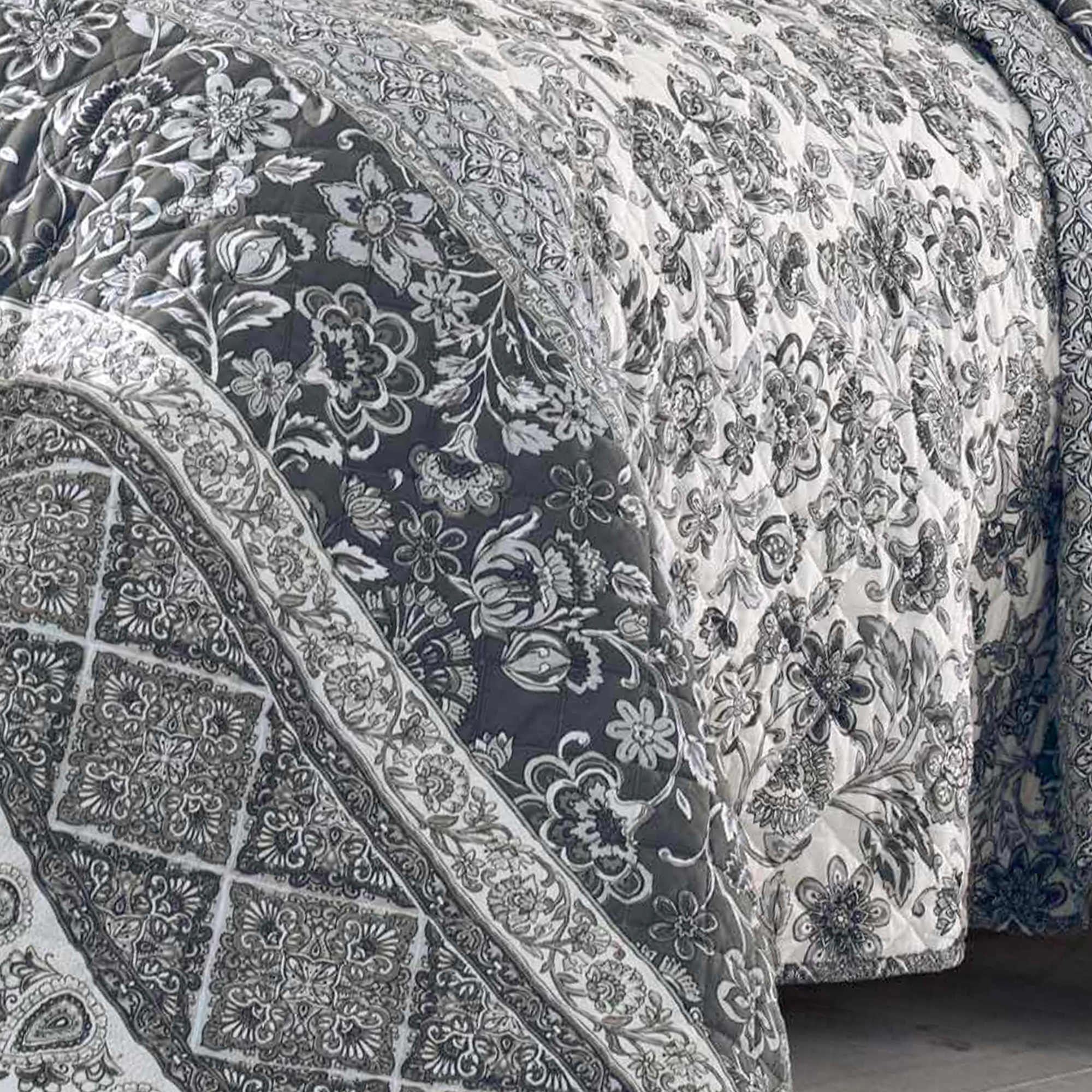 Stone Cottage Abbey Cotton Grey 3 Piece Quilt Set-Full/Queen - Picture 16 of 21