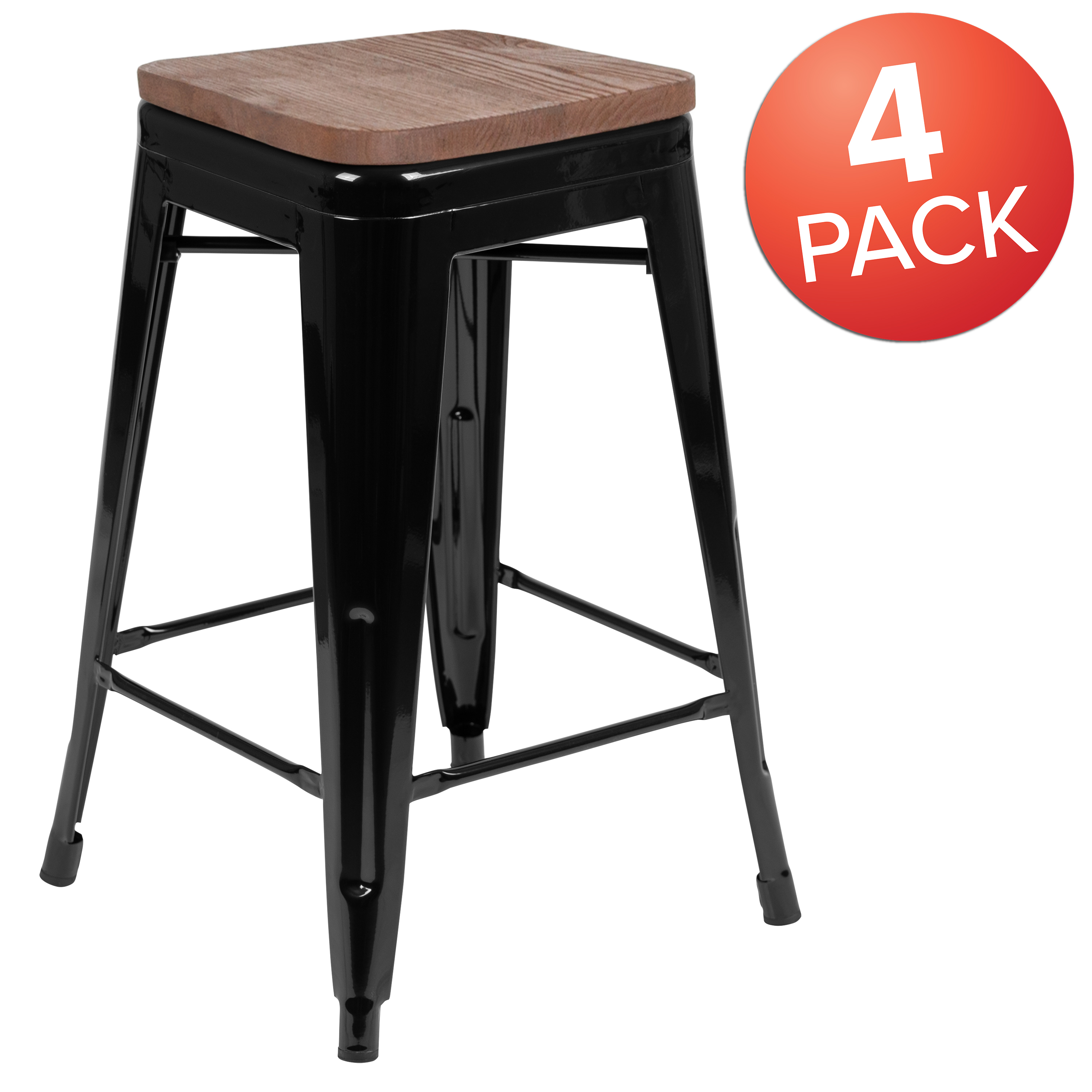 Cierra 24" High Metal Counter-Height, Indoor Bar Stool with Wood Seat in Gun ... - Picture 27 of 49