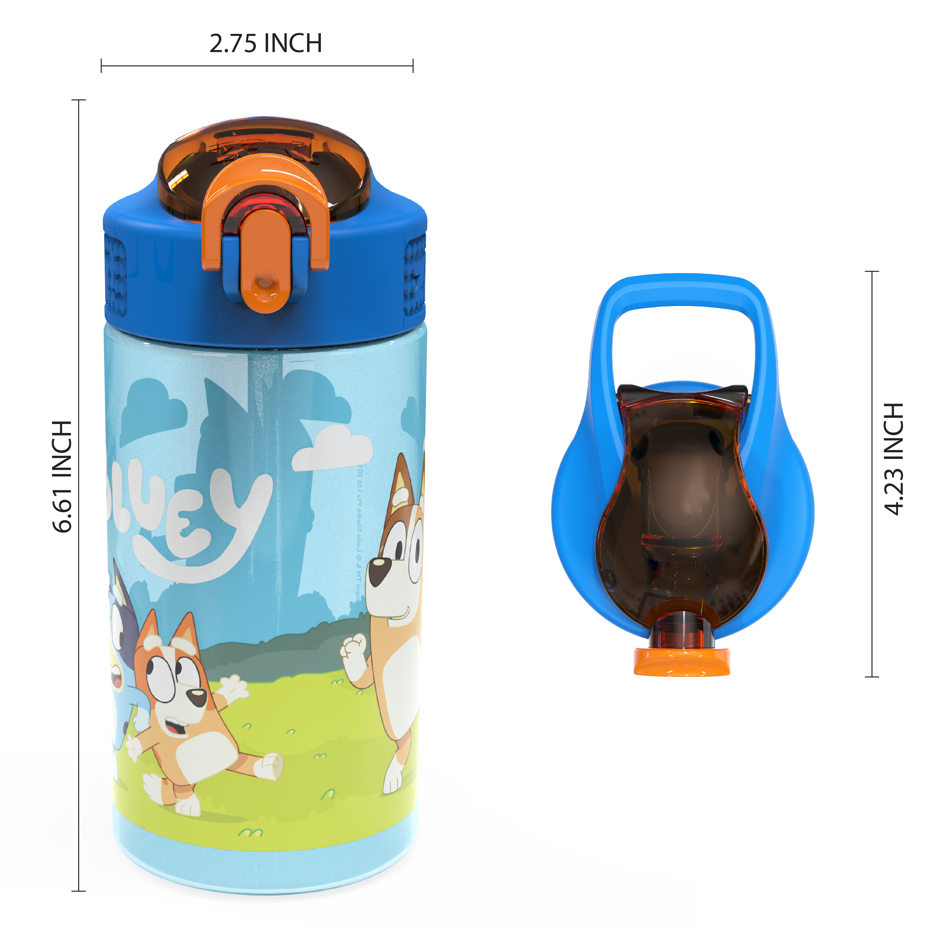 Bluey 16 ounce Reusable Plastic Water Bottle with Straw, Bandit, Bluey, and Bingo, 2-piece set slideshow image 6 Bluey 16 ounce Reusable Plastic Water Bottle with Straw, Bandit, Bluey, and Bingo, 2-piece set slideshow image 6