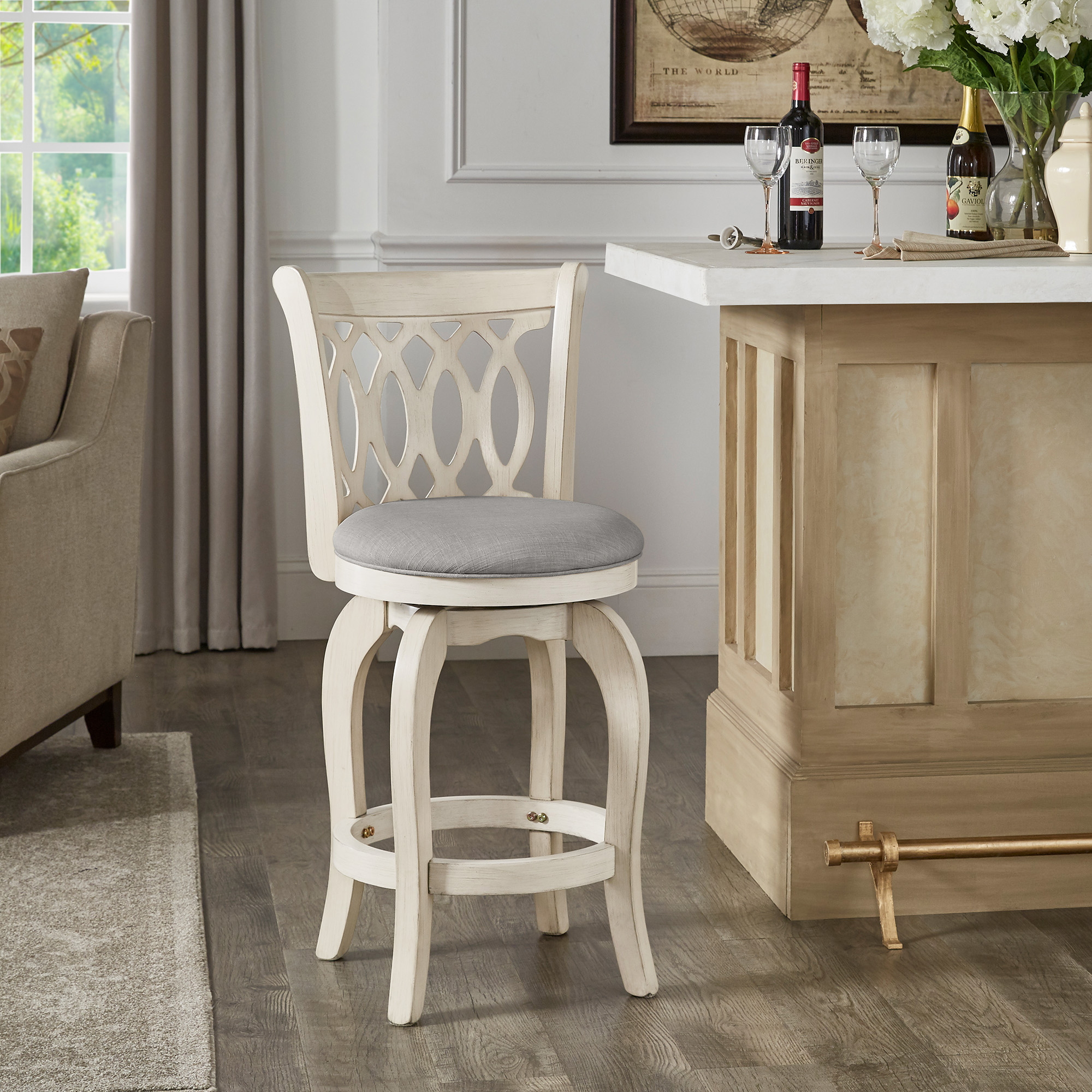 Scroll Back Swivel Stool