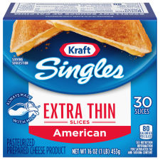 Kraft Singles Extra Thin American Cheese Slices, 30 CT Pack