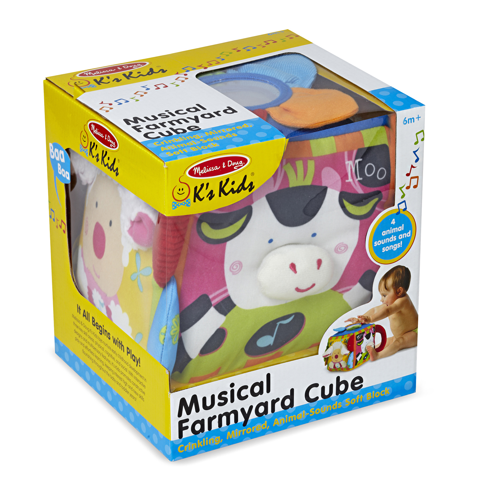Melissa & Doug Musical Farmyard Cube Learning Toy image number null