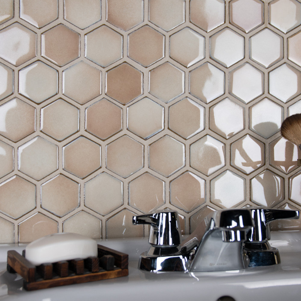 Hudson Due 2″ Hex Truffle 10-7/8 in. x 12-5/8 in. Porcelain Mosaic Tile