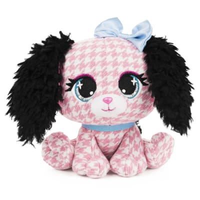 P.Lushes Designer Fashion Pets Cala Bassethound Dog Premium Stuffed Animal Soft Plush with Glitter Sparkle, Pink and Black, 6”