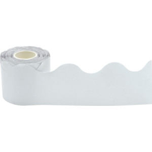 White Scalloped Rolled Border Trim, 50 Feet
