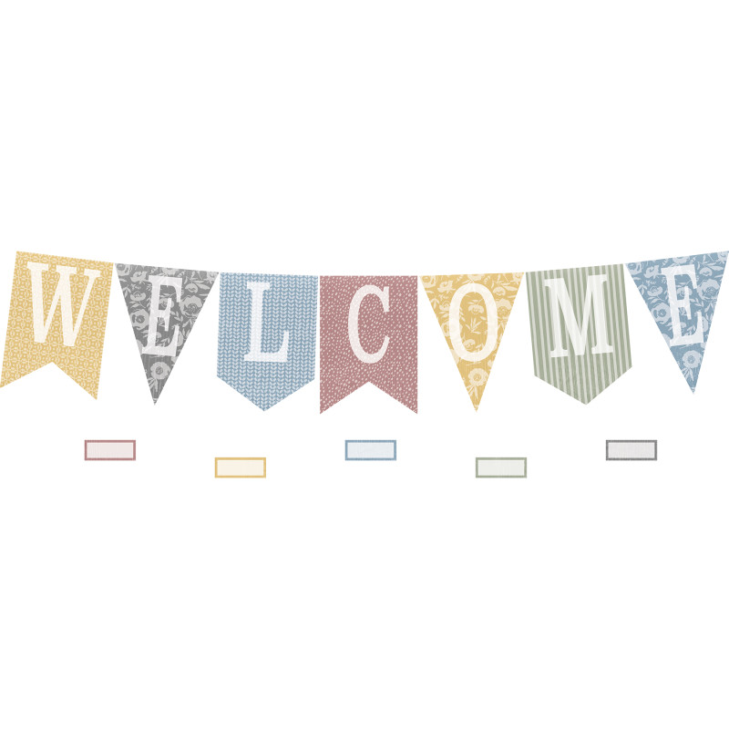 Classroom Cottage Pennants Welcome Bulletin Board Set, 53 Pieces