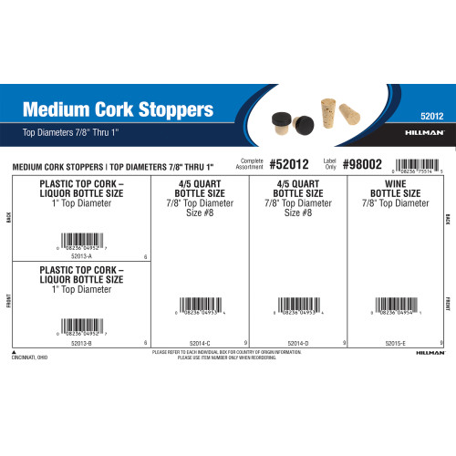 Medium Cork Stoppers Assortment (Top Diameters 7/8