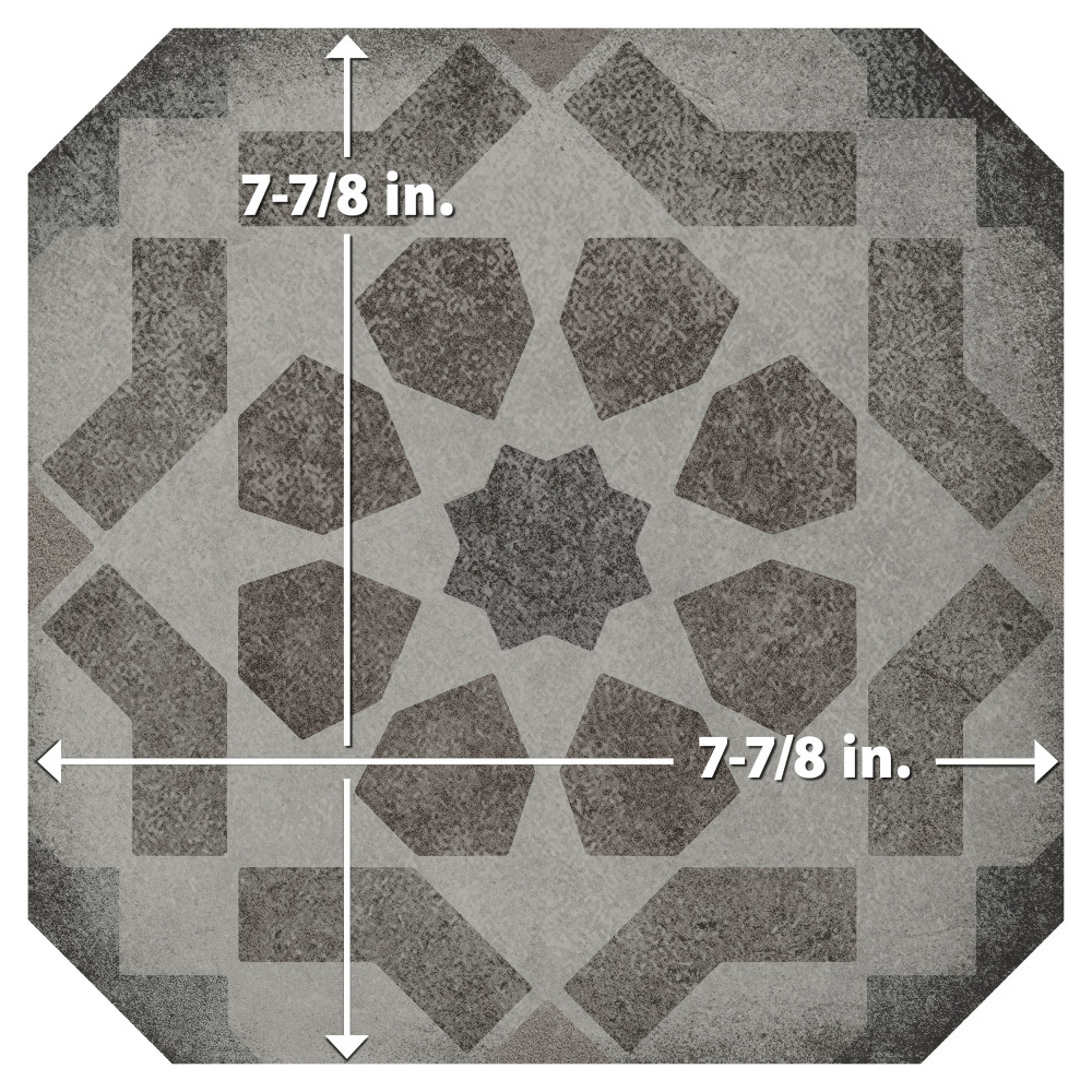 Laverton Octagon Deco Sombra 7-7/8 in. x 7-7/8 in. Porcelain Floor and Wall Tile