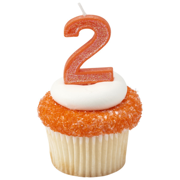 2 Mini Glitter Numeral Candles