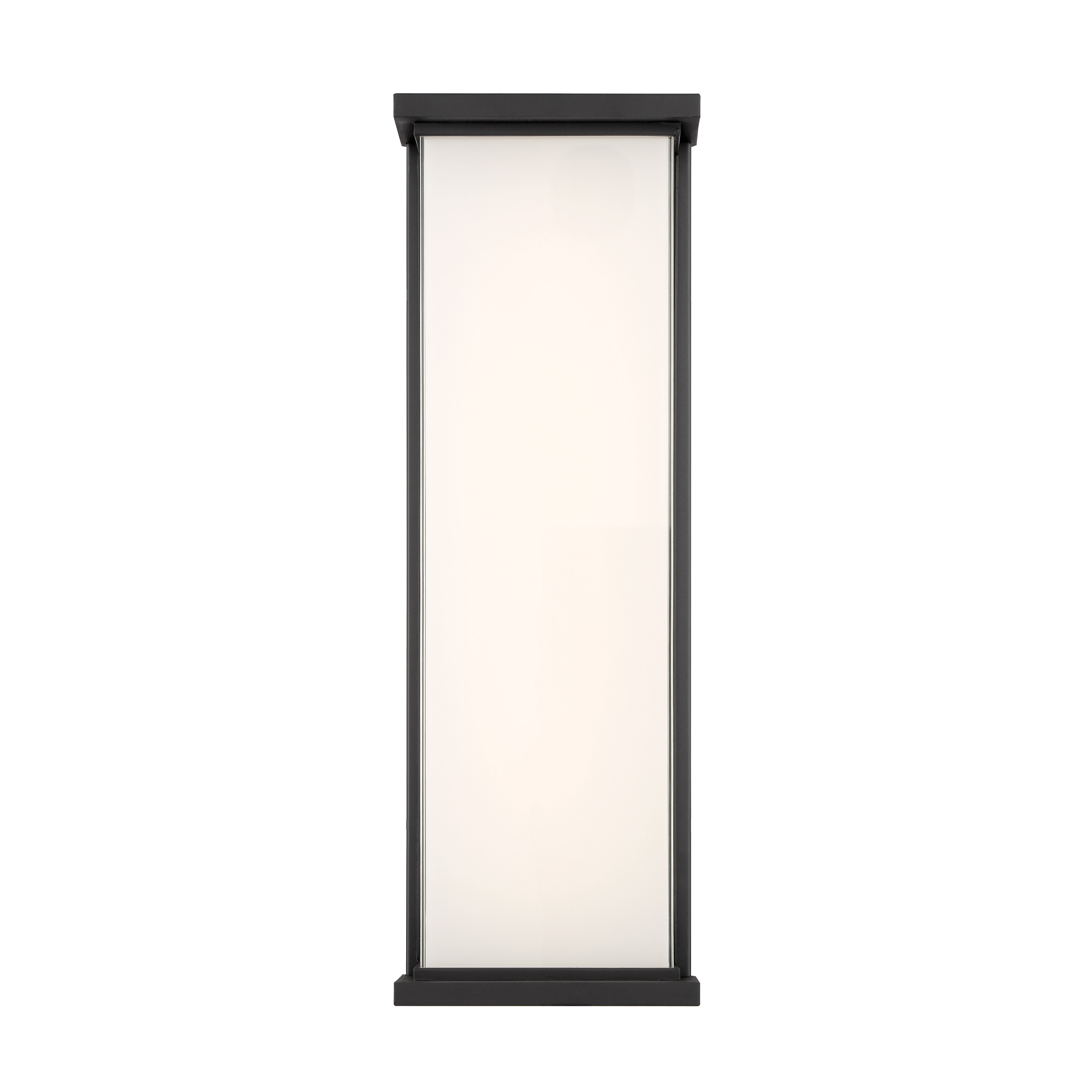 The Caption LED Wall Sconce combines timeless traditional design with modern LED efficiency. Its 24-inch height and frosted aquarium glass create beautiful ambient lighting for outdoor spaces. - alternate view