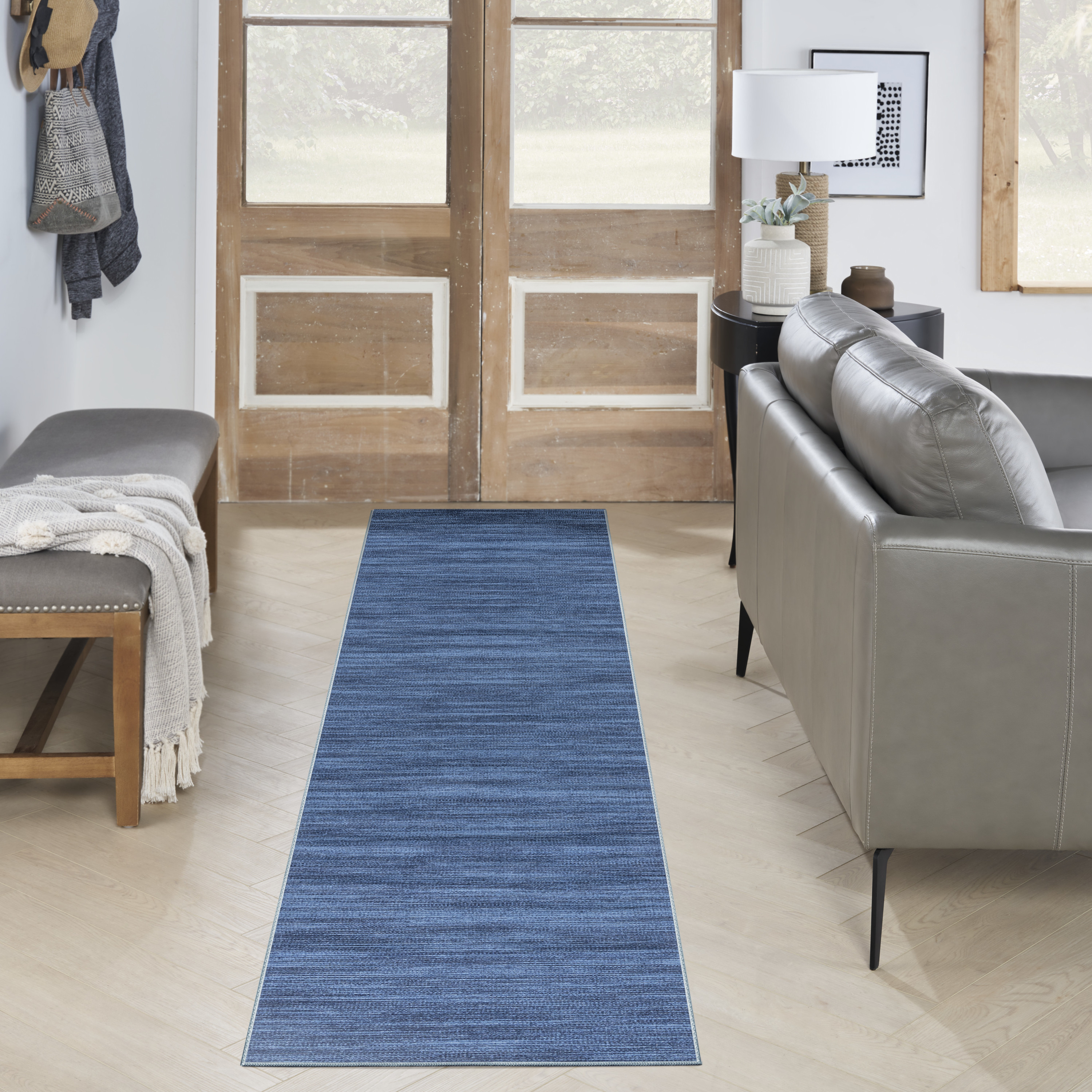 Nourison Nourison Washables 2'2" x 10' Blue Modern Indoor Rug