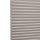 Cellular (honeycomb) window shade, beige pleated fabric hanging fully lowered with hexagonal cells, closed and gently filtering light; close-up interior view focusing on repeating horizontal folds.