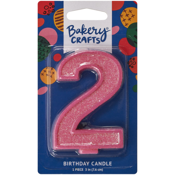 2 Glitter Numeral Candles