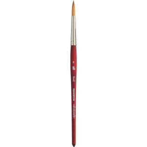 Velvetouch Round Brush, Synthetic Bristles, Short Handle Mixed Media Paintbrush, Scarlet, Size 8, 1 Count