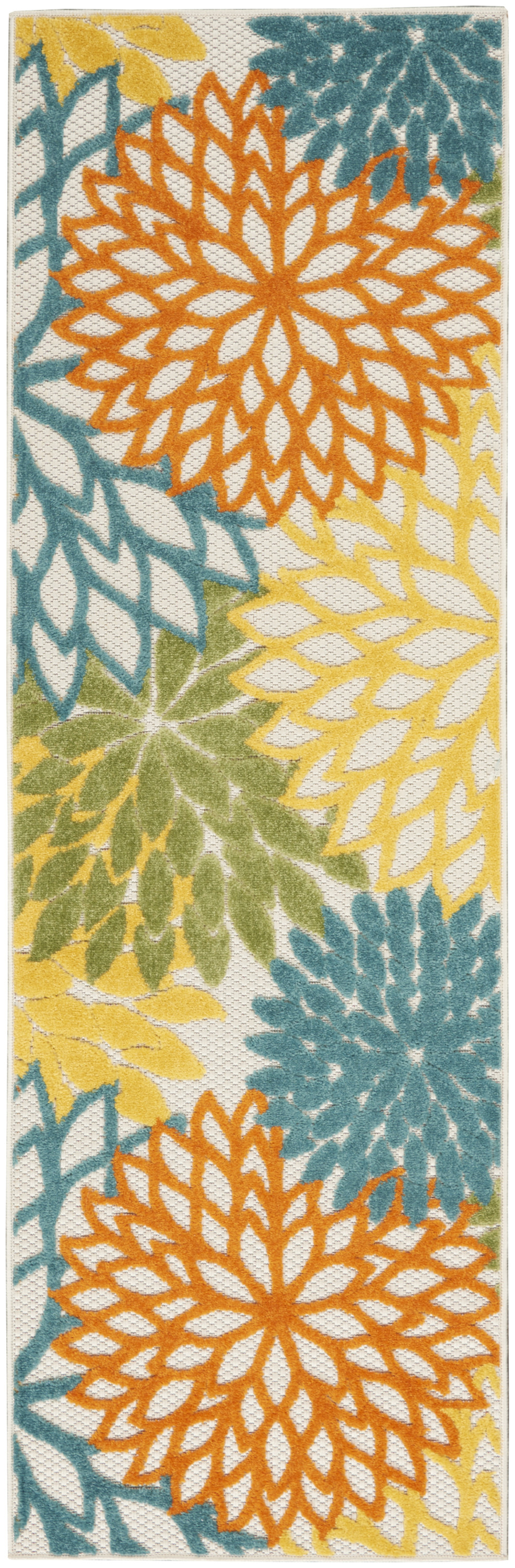 Nourison Aloha 2' x 6' Turquoise Multicolor Tropical Rug
