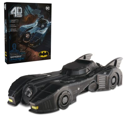 4D Build, DC Batman Retro Batmobile 3D Model Kit with Stand, Batman Collectibles & Desk Décor, Adult Puzzle, Building Toys, 202 Pieces, 3D Puzzles, Gift Ideas for Ages 12 & Up