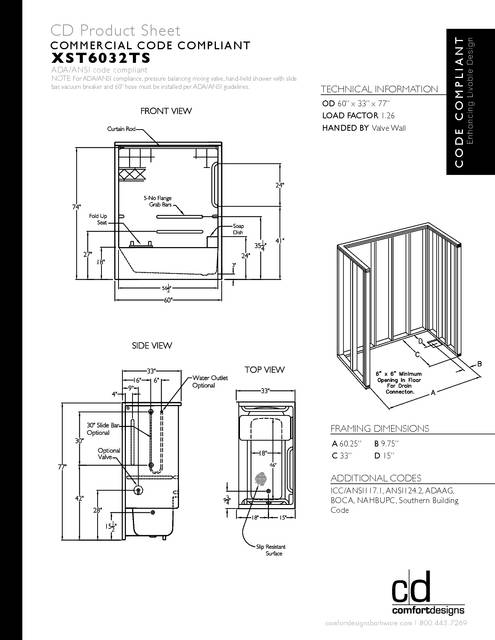 Tech Data Sheet — Cd Tub Shower Tech Data Xst 6032ts