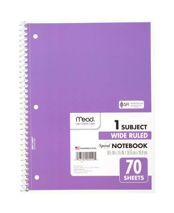 Wirebound Subject Notebook,...