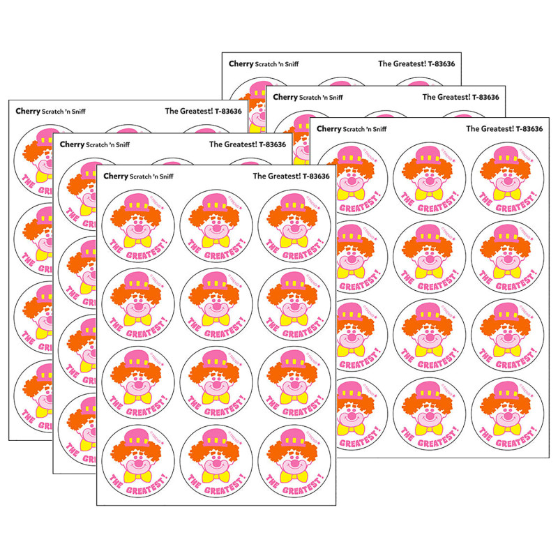 The Greatest!/Cherry Scent Retro Scratch 'n Sniff Stinky Stickers®, 24 Per Pack, 6 Packs