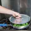 12 ¾-inch Wear-Ever® domed aluminum cover with satin finish and dipped handle