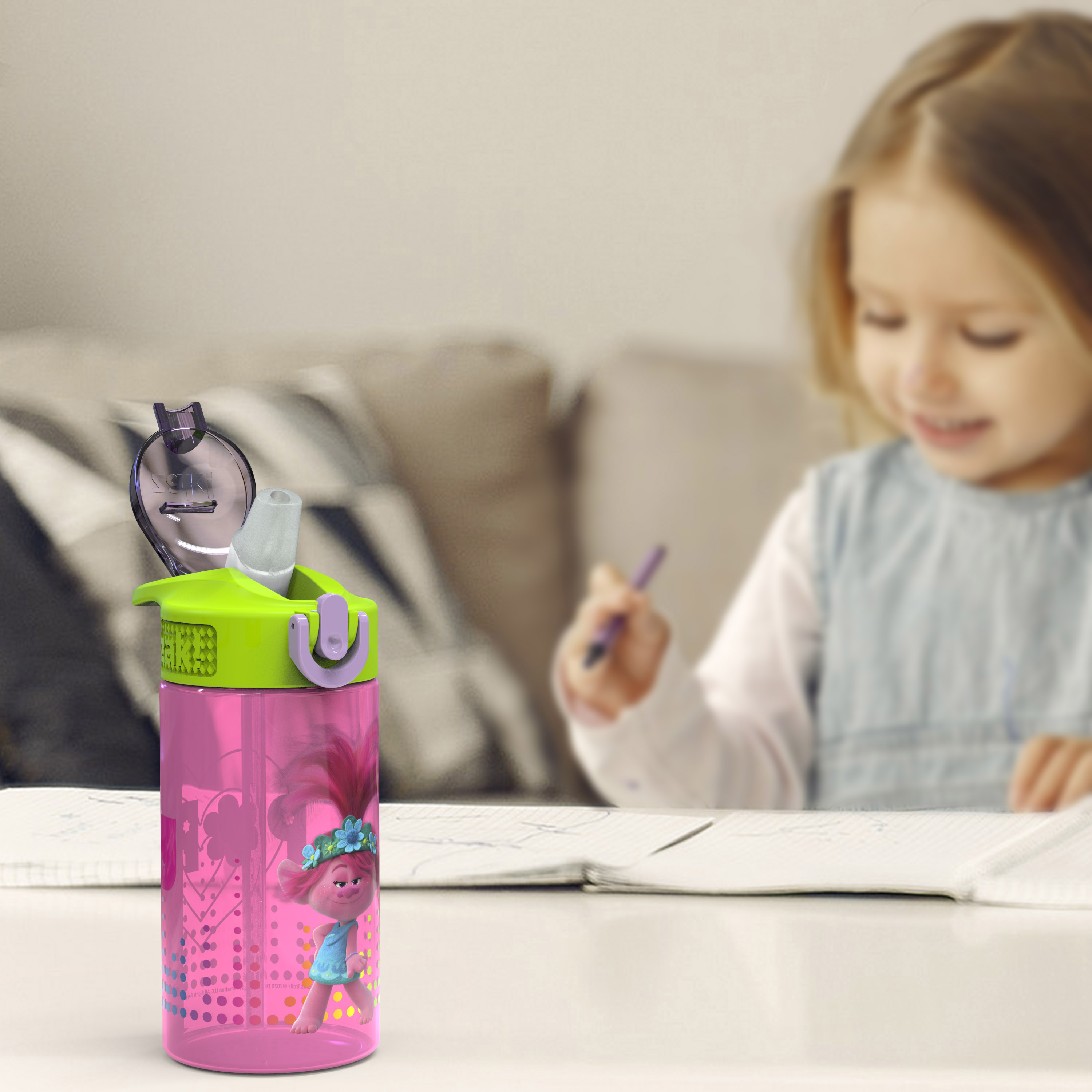 Trolls 2 Movie 16 ounce Reusable Plastic Water Bottle with Straw, Poppy, 2-piece set slideshow image 5 Trolls 2 Movie 16 ounce Reusable Plastic Water Bottle with Straw, Poppy, 2-piece set slideshow image 5