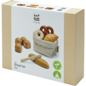 Wooden Bread Basket Pretend Food Set