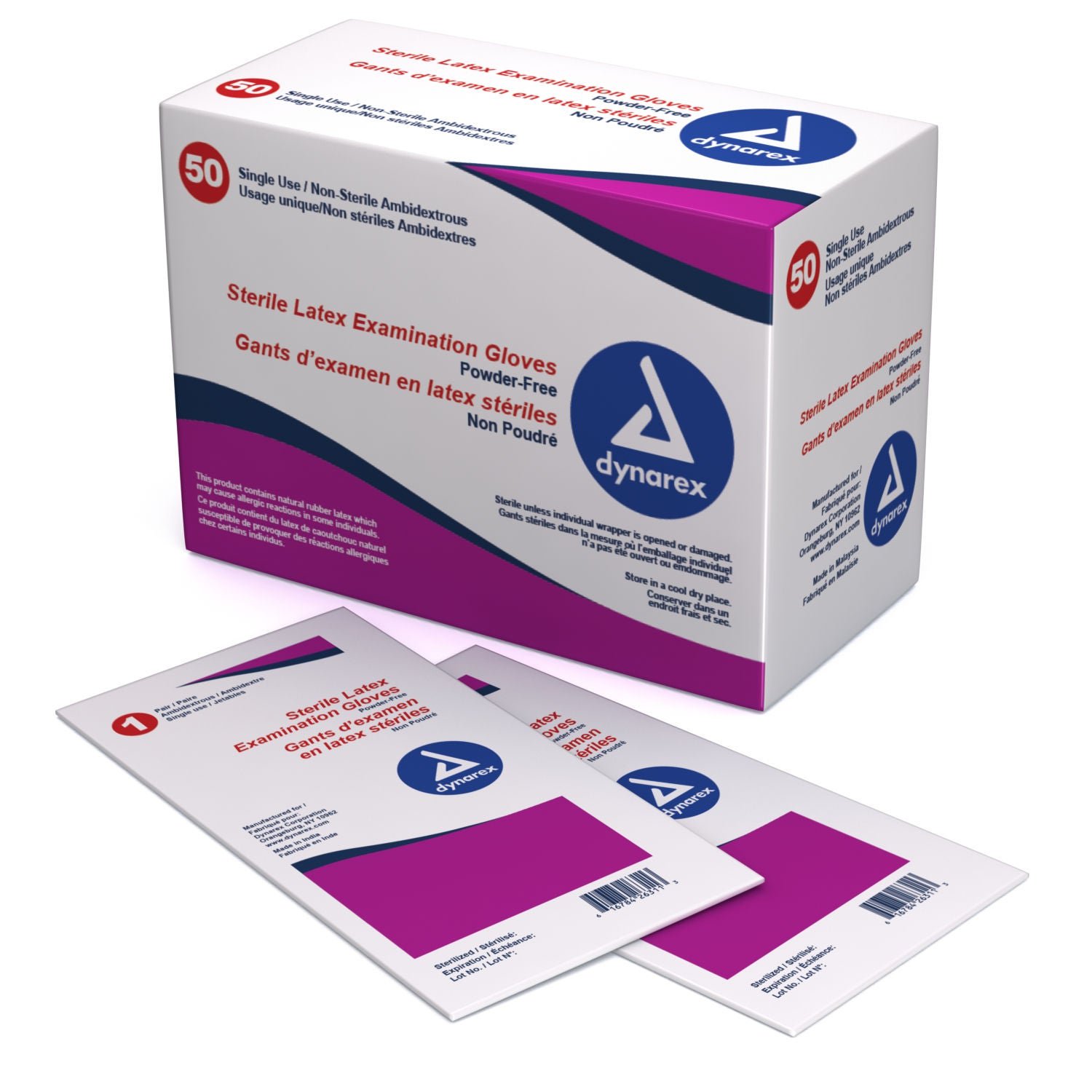 Dynarex GLOVE, EXAM LTX MED STR2 (50PR/BX 8BX/CS)
