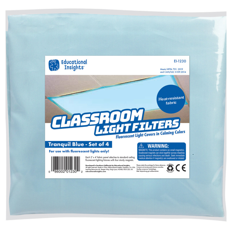 Classroom Light Filters, Tranquil Blue, Set of 4