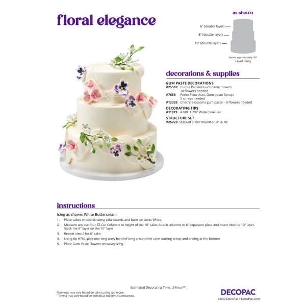 Floral Elegance Cake Decorating Instruction Card