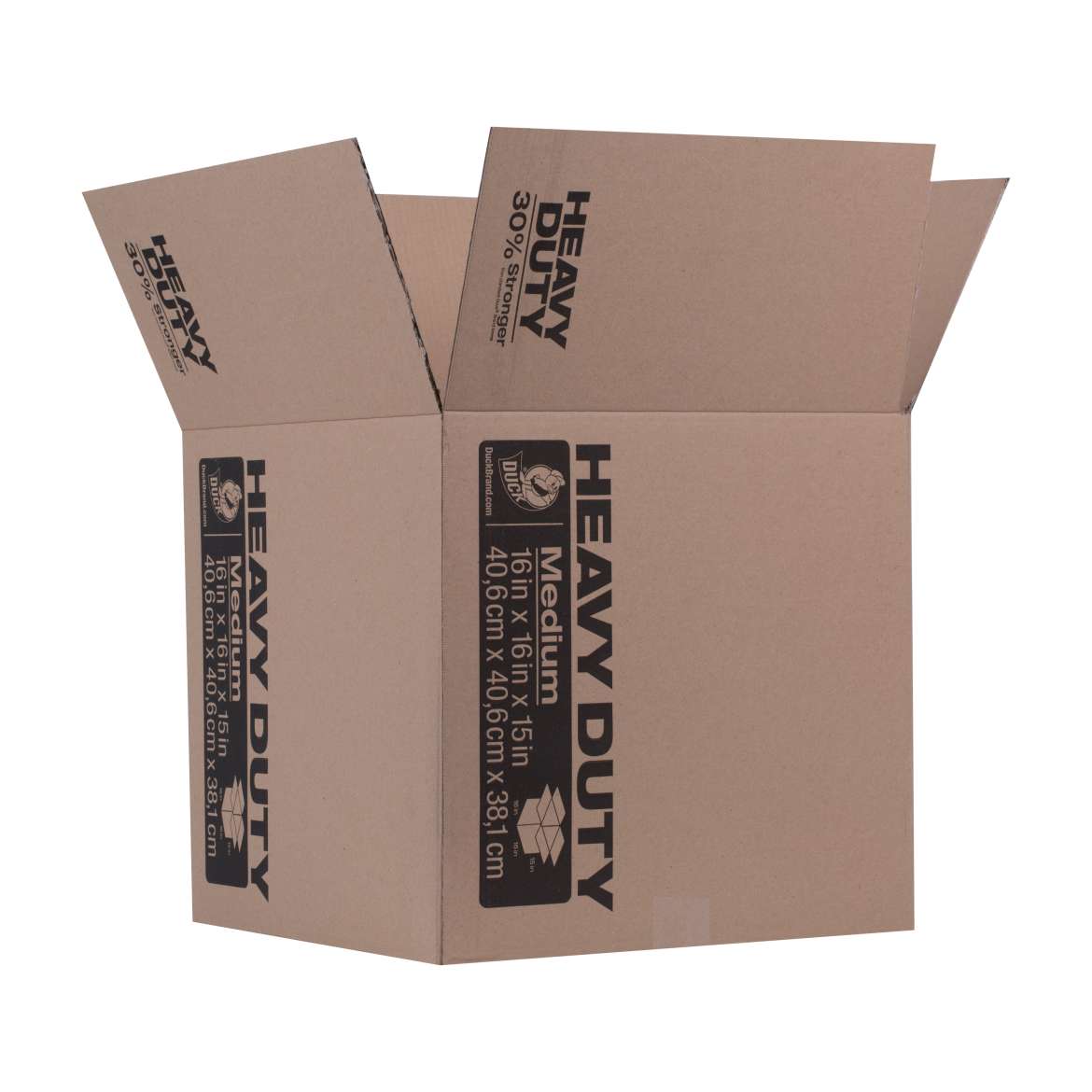 Duck® Brand Heavy Duty Kraft Box - Brown, 16 in. X 16 in. x 15 in. Image