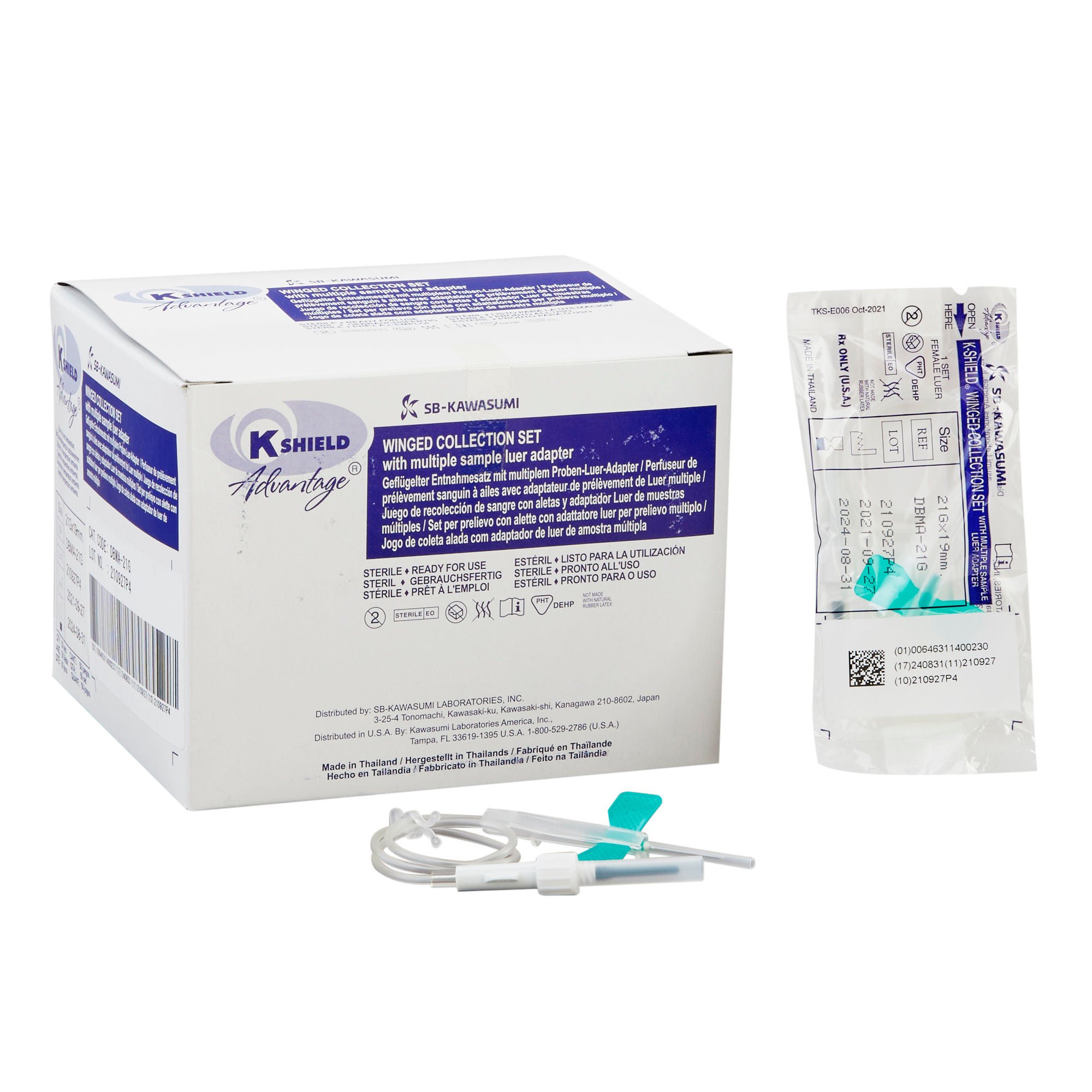 K-Shield® Advantage Blood Collection Set, 21 Gauge, ¾-inch needle length