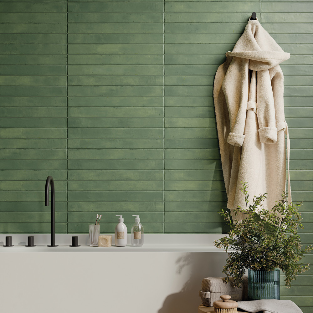 Phoenix Green 1-7/8 in. x 17-3/4 in. Porcelain Floor and Wall Tile