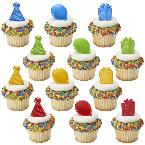 Happy Birthday Icons Cupcake Rings