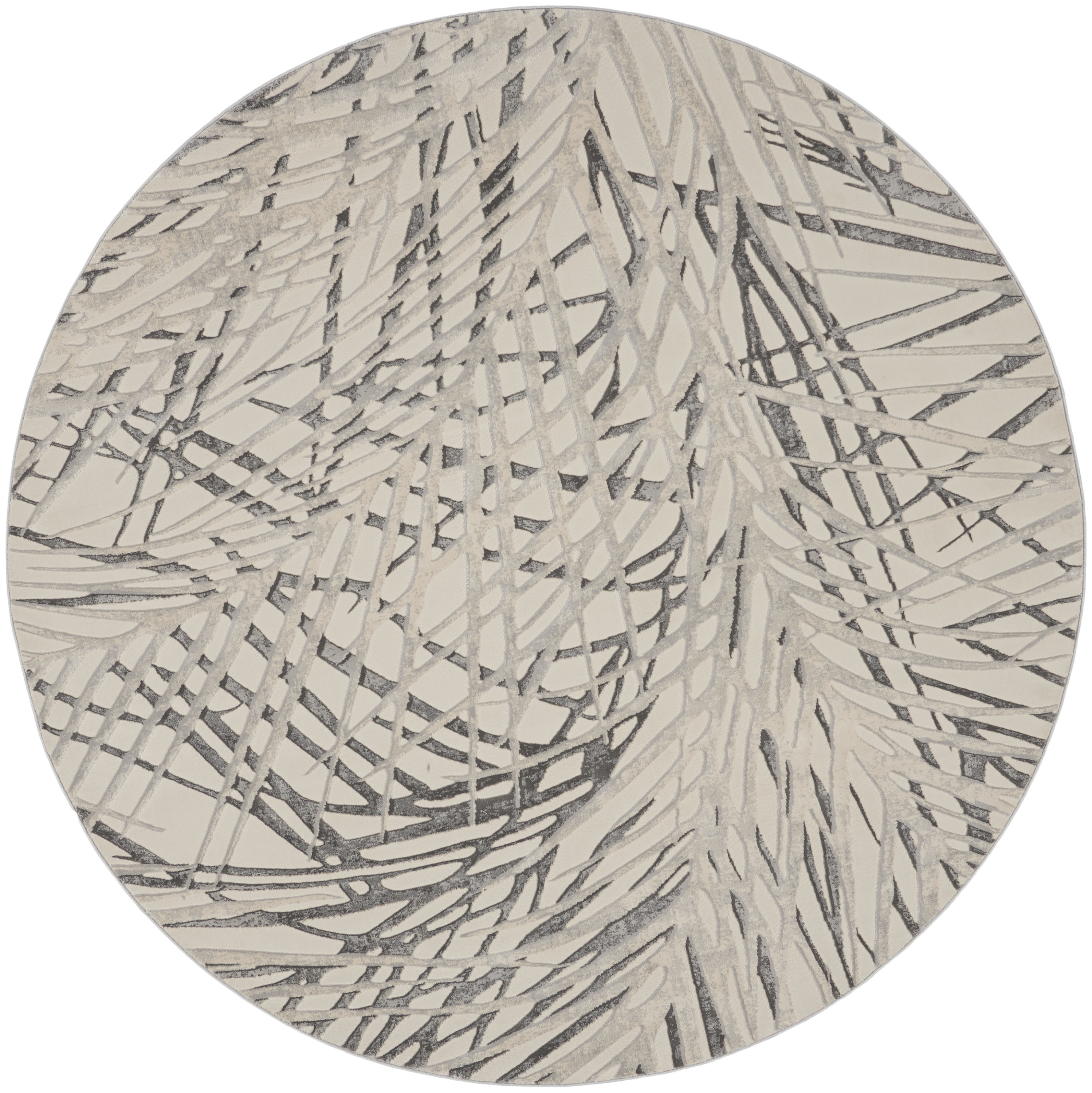 Nourison Rustic Textures 7’10” x Round Ivory/Grey Modern Indoor Rug