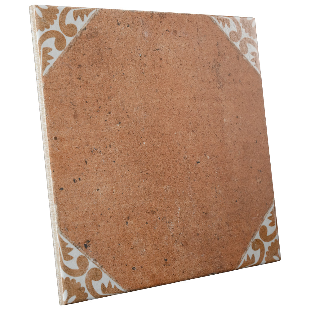 Degas Cotto with White Deco 8-7/8 in. x 8-7/8 in. Porcelain Floor and Wall Tile