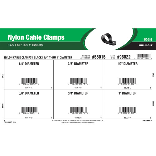 Black Nylon Cable Clamps Assortment (1/4