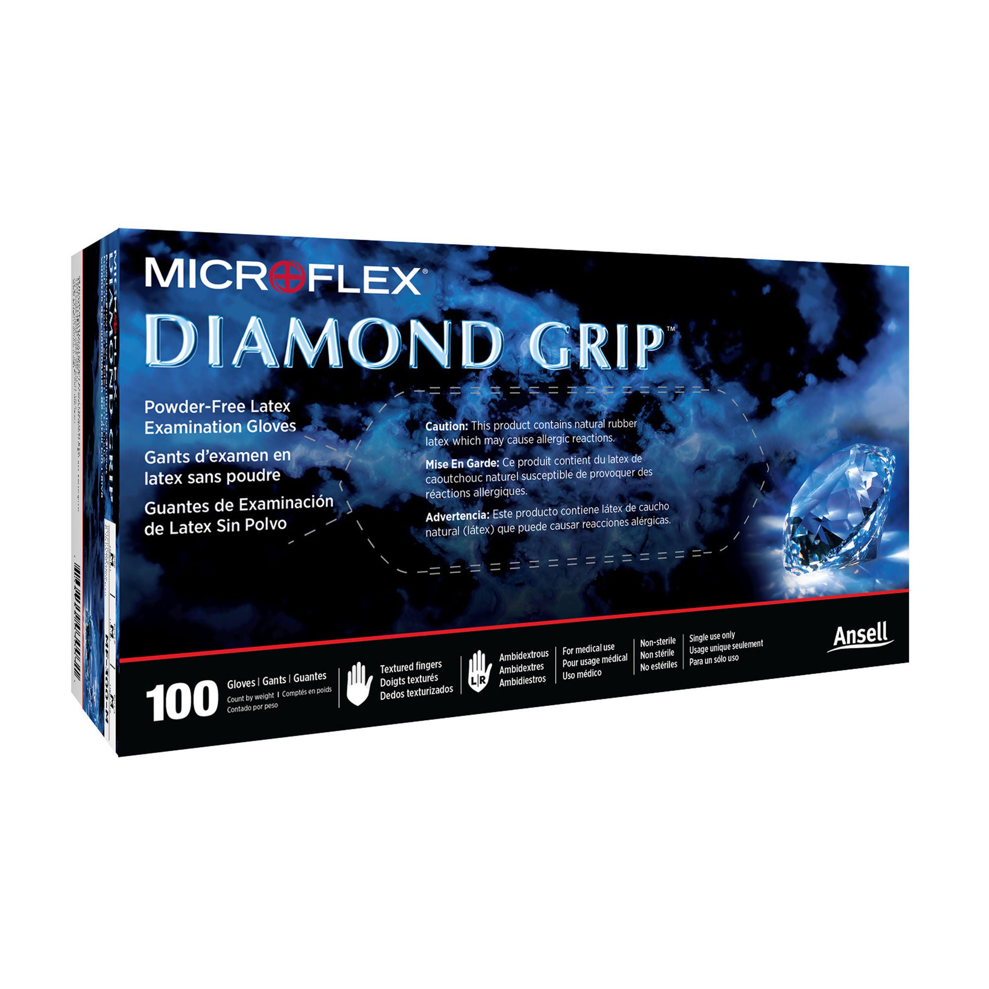 Diamond Grip™ Latex Exam Glove, Large, White