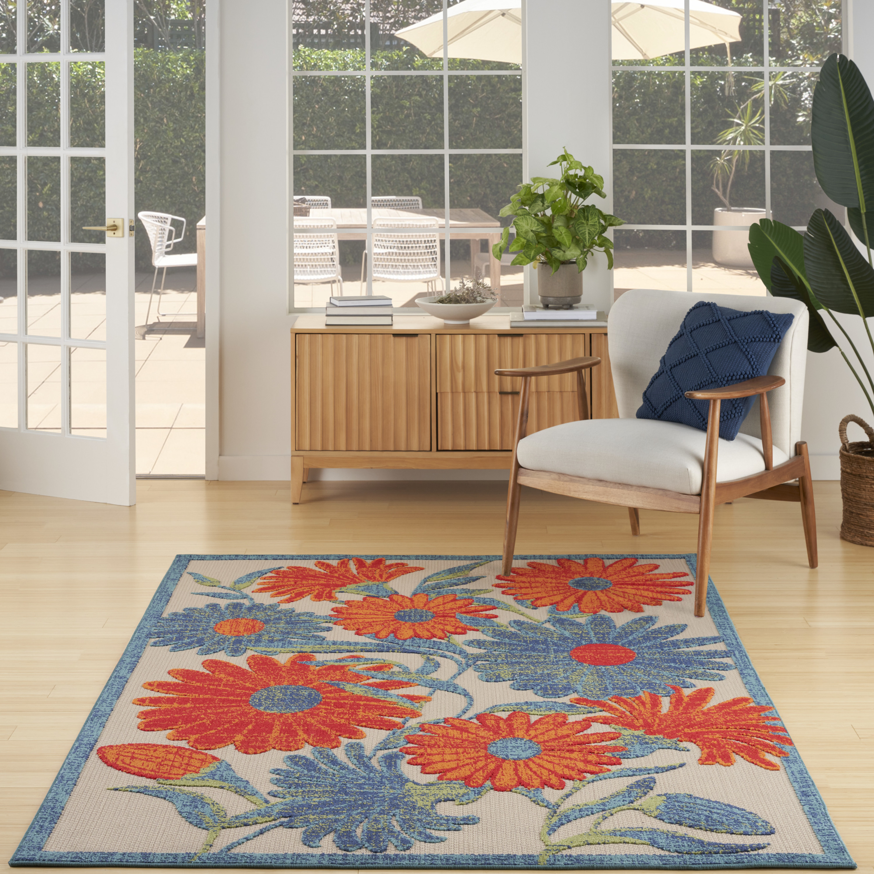 Nourison Aloha 6' x 9' Ivory Multicolor Outdoor Rug