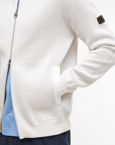 Patrick Bomber Zip Through Cardigan Whisper White